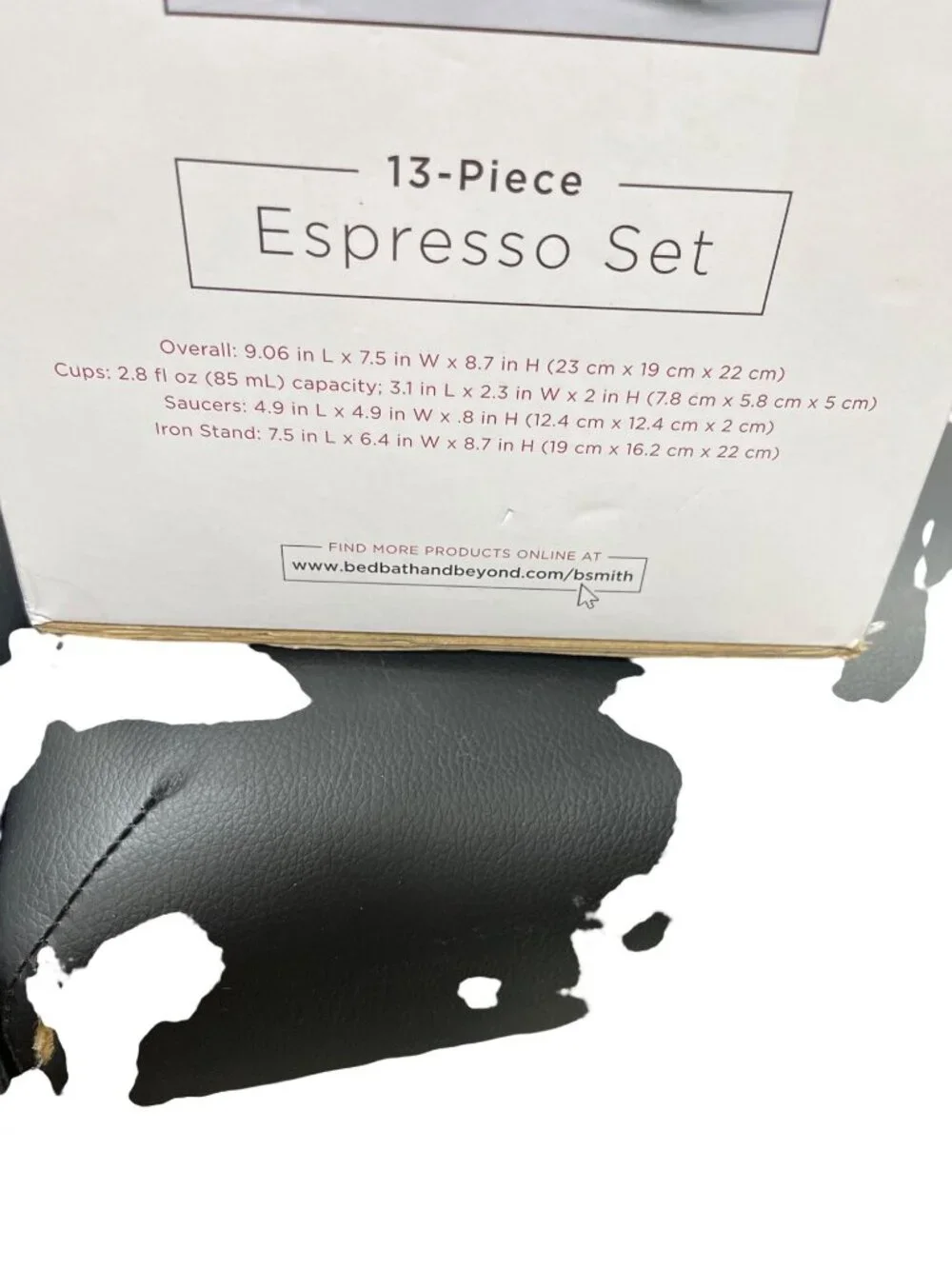 B Smith 13 piece espresso set ceramic white black rack SKU 10-586